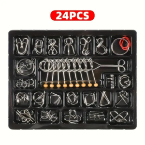 Σετ 24 μεταλλικών δαχτυλιδιών παζλ-Εκπαιδευτικό Παιχνίδι Νοημοσύνης